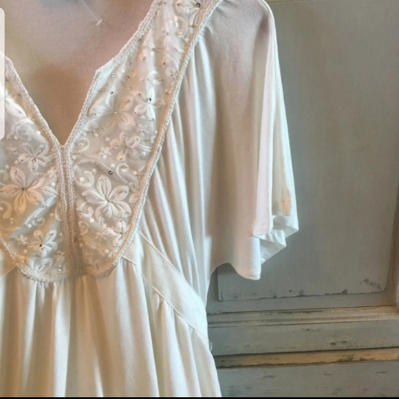 WHITE KIMONO BOHO MINI BEACH DRESS BOUTIQUE S M - Picture 3 of 4